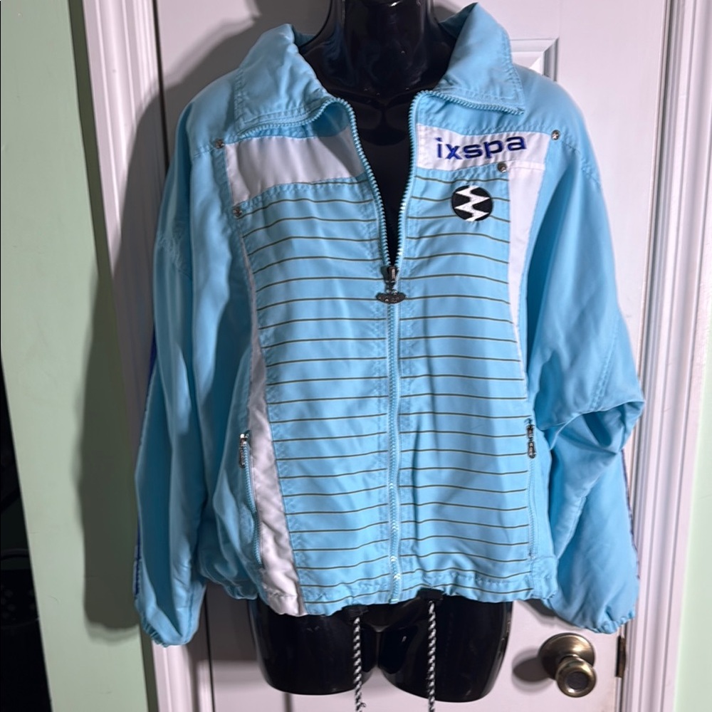 IXSPA Powder Blue Vintage Cropped Oversized Windbreaker Lined Size Small
